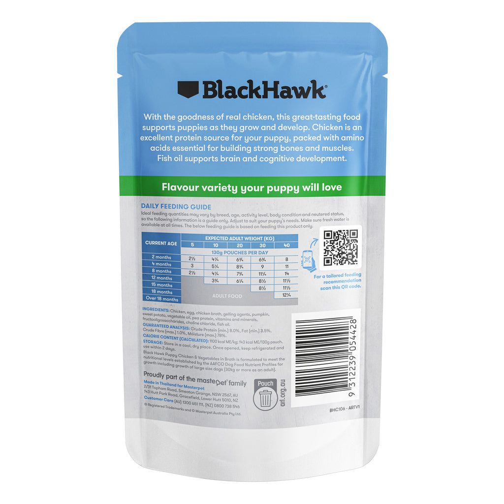 Black Hawk - Wet Food Pouches - Puppy - Chicken & Vegetables - 12 x 85g