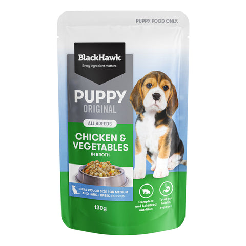 Black Hawk - Wet Food Pouches - Puppy - Chicken & Vegetables - 10 x 130g