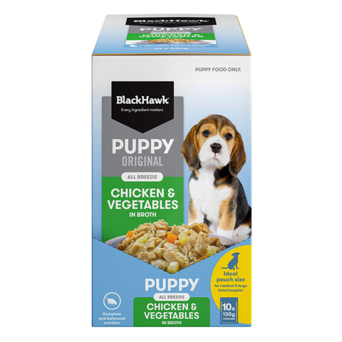 Black Hawk - Wet Food Pouches - Puppy - Chicken & Vegetables - 10 x 130g