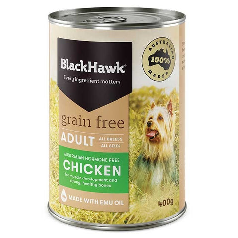 Black Hawk - Wet Food Tins - Adult Dog - GRAIN FREE - Chicken - 12 x 400gms