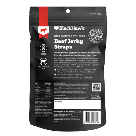 Black Hawk - Premium Dog Treats - Beef Jerky Straps - 100g