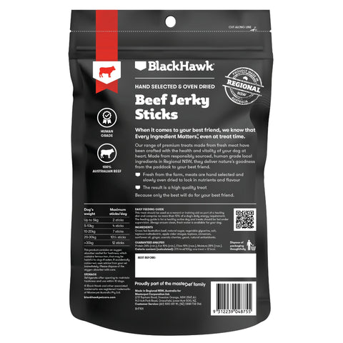 Black Hawk - Premium Dog Treats - Beef Jerky Sticks - 100g