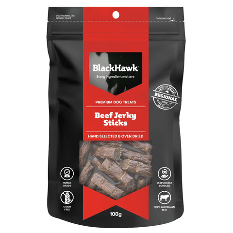 Black Hawk - Premium Dog Treats - Beef Jerky Sticks - 100g