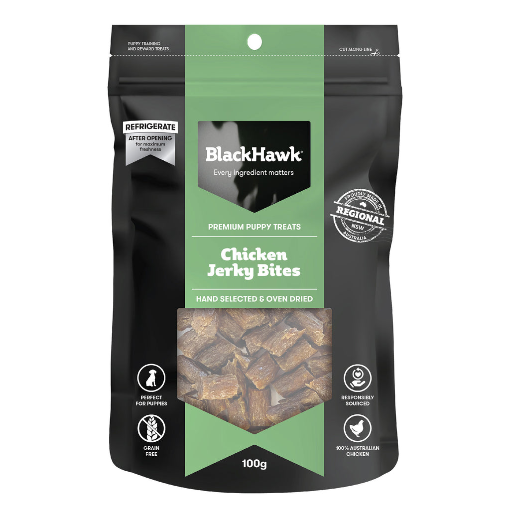 lack Hawk - Premium Puppy Treats - Chicken Jerky Bites - 100g