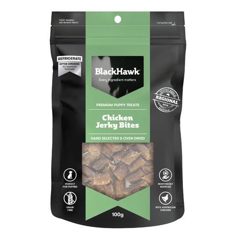 lack Hawk - Premium Puppy Treats - Chicken Jerky Bites - 100g