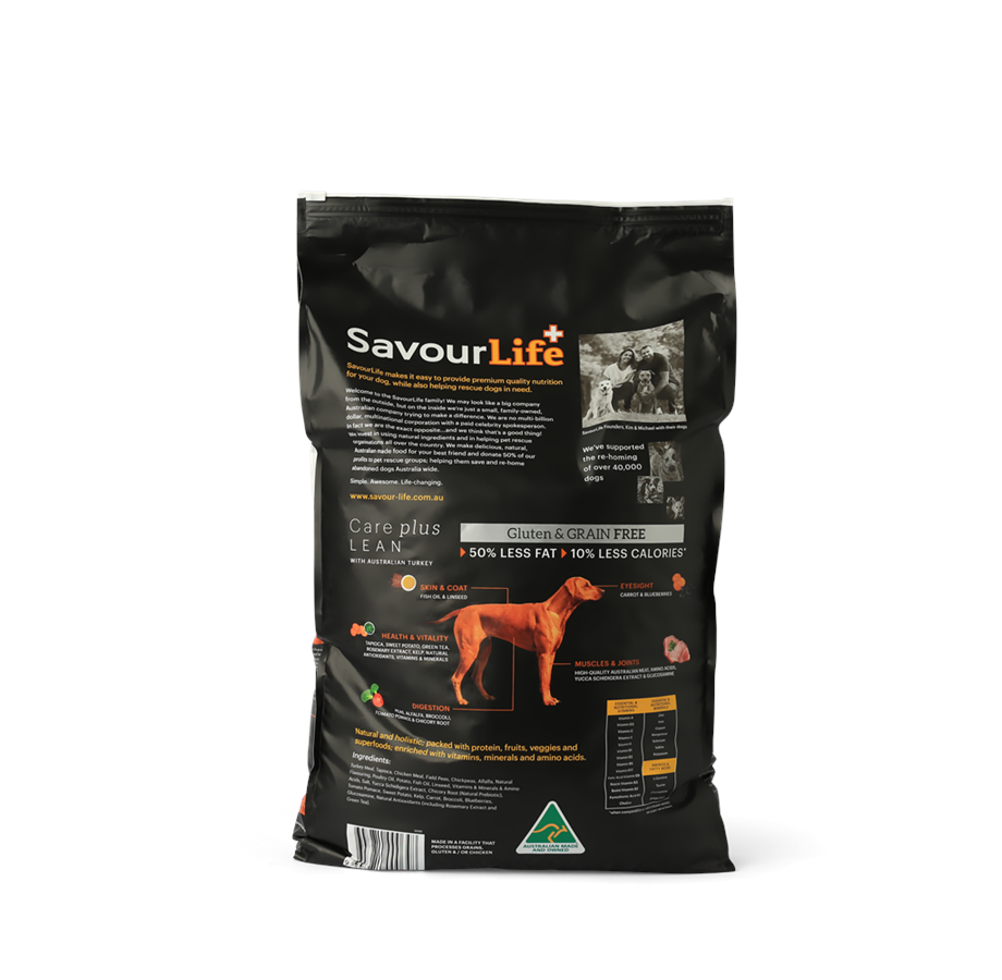 SavourLife - Adult Dog - Care plus - GRAIN FREE - Lean with Australian Turkey - 2.5kg