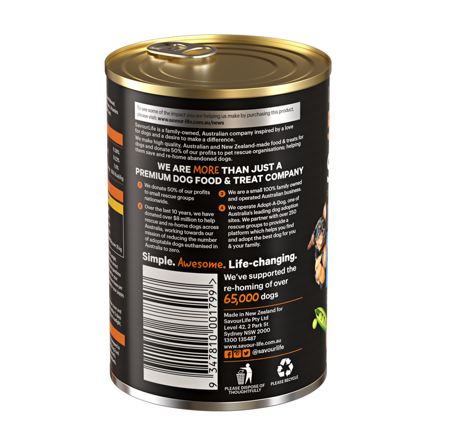 SavourLife - Wet Food Tins - Puppy - GRAIN FREE - Chicken Recipe - 12 x 375g