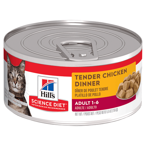 Hill’s - Science Diet - Wet Food Tins - Adult Cat - Tender Chicken Dinner - 24 x 156g