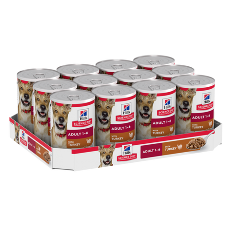 Hill's - Science Diet - Wet Food Tins - Adult Dog - Turkey - 12 x 370g