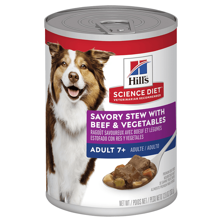 Hill’s - Science Diet - Wet Food Tins - Adult Dog (1-6) - Savory Stew Beef & Veg - 12 x 363gm