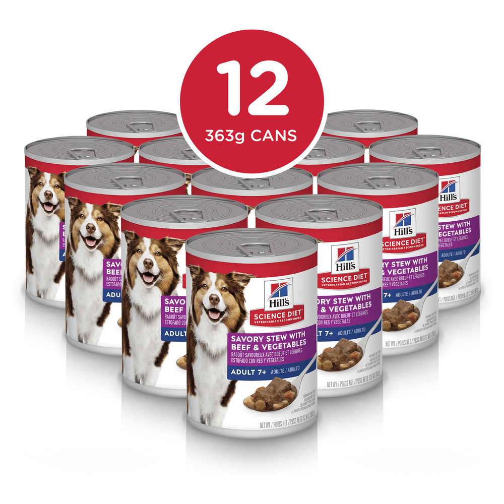 Hill’s - Science Diet - Wet Food Tins - Adult Dog (1-6) - Savory Stew Beef & Veg - 12 x 363gm