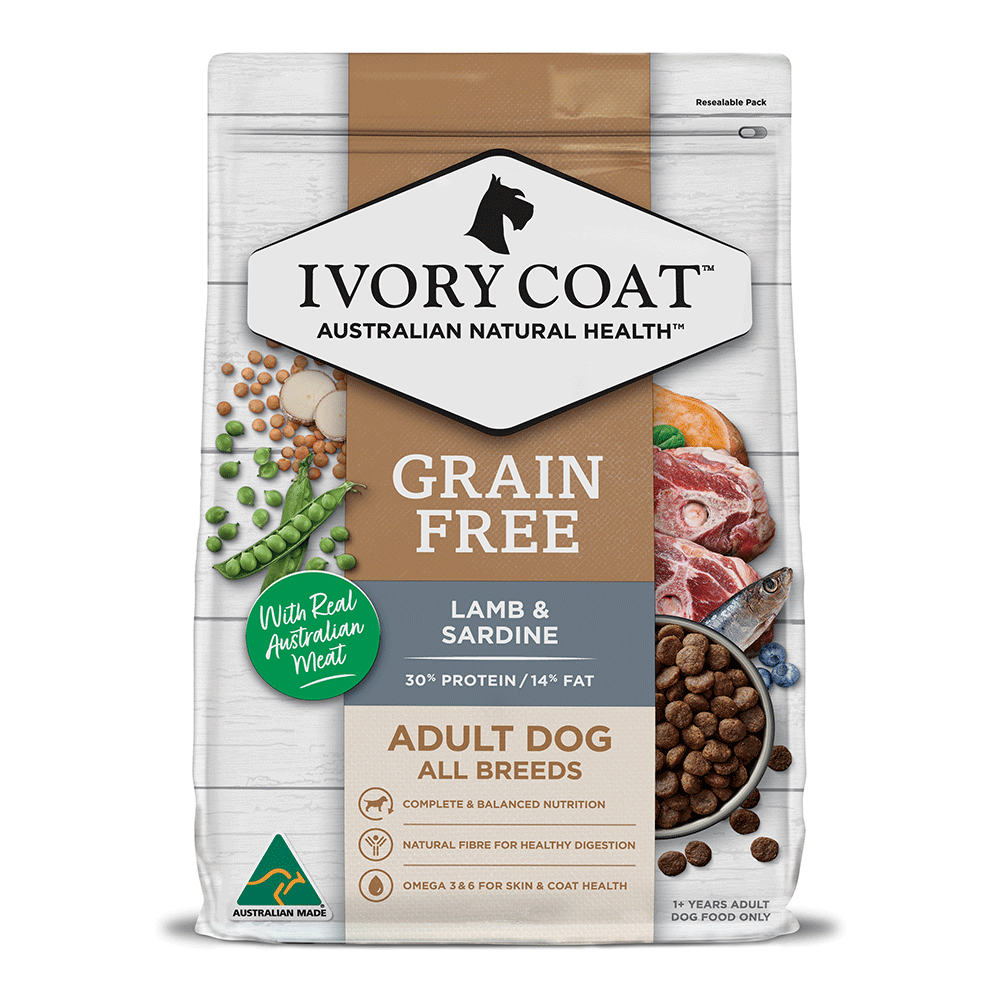 Ivory Coat - Adult Dog - GRAIN FREE - Lamb & Sardine - 13kg-2kg