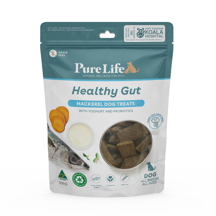 Pure Life - Healthy Gut - Mackerel Dog Treats - 100g