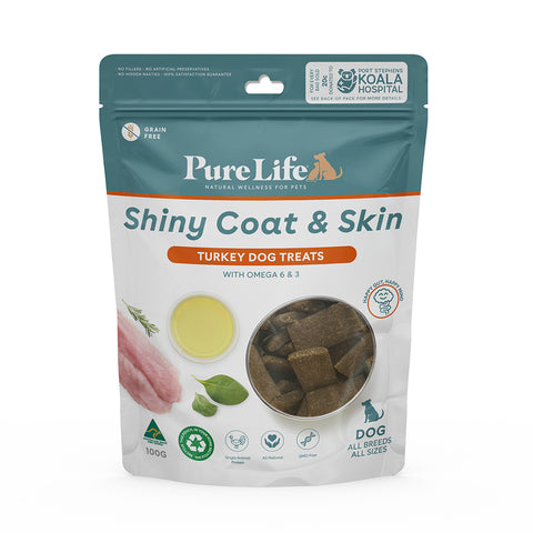 Pure Life - Shiny Coat & Skin - Turkey Dog Treats - 100g