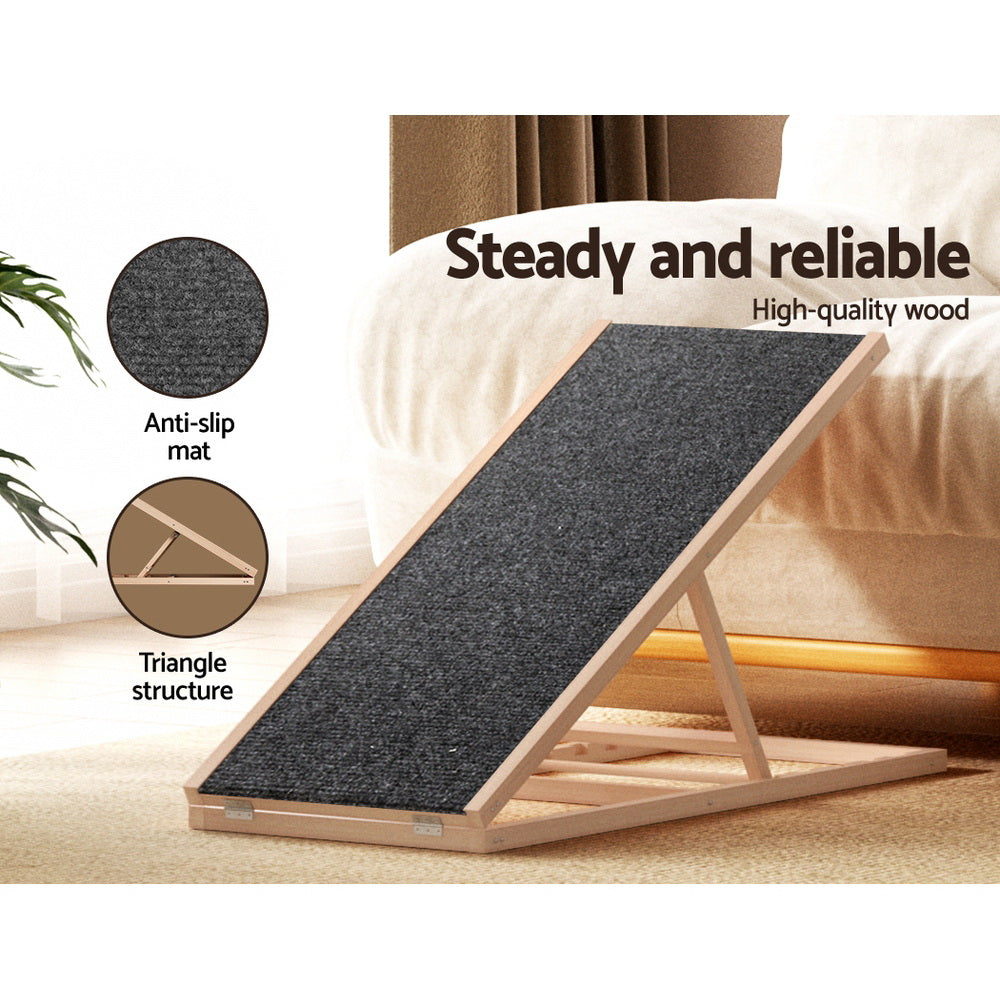 i.Pet Dog Ramp Adjustable Height Steps For Bed Sofa Car Foldable Non-slip 100cm