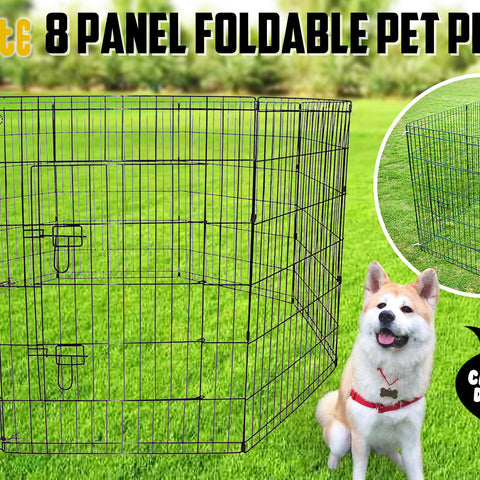 Paw Mate Pet Playpen 8 Panel 42in Foldable Dog Exercise Enclosure Fence Cage