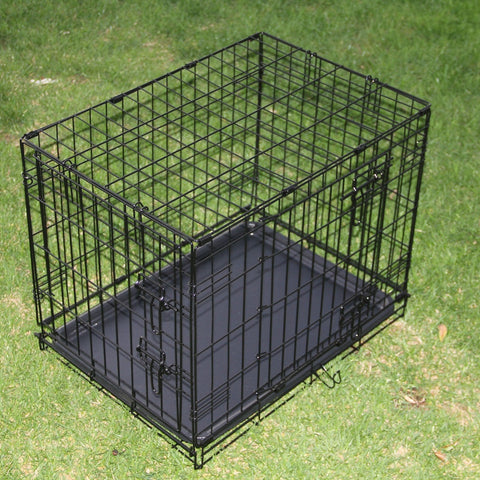 YES4PETS 24' Collapsible Metal Dog Puppy Crate Puppy Cage Cat Rabbit Carrier