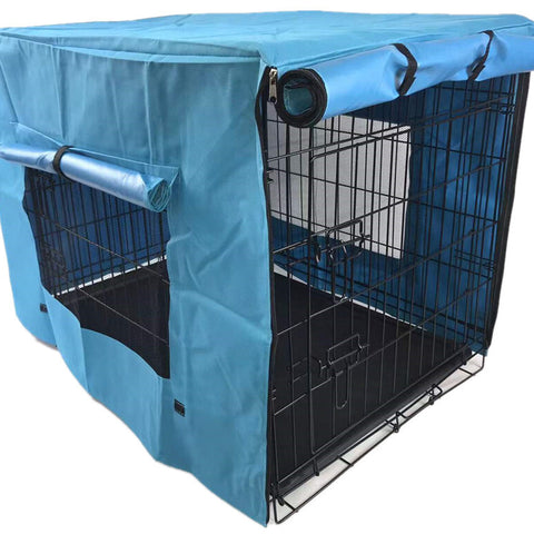 YES4PETS 24' Portable Foldable Dog Cat Rabbit Collapsible Crate Pet Cage with Blue Cover