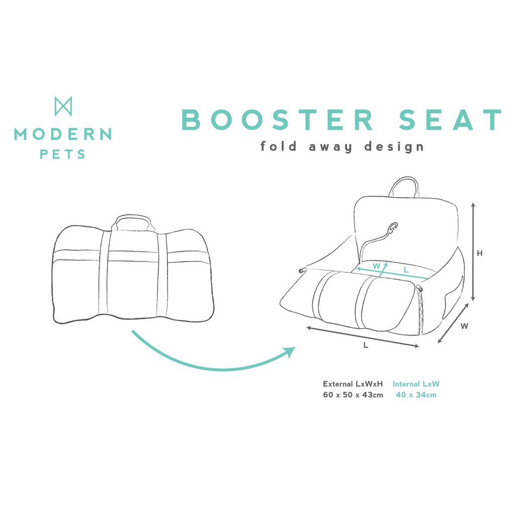 Premium Dog Booster Seat for Small Pets- Colour: Storm Grey or Caramel