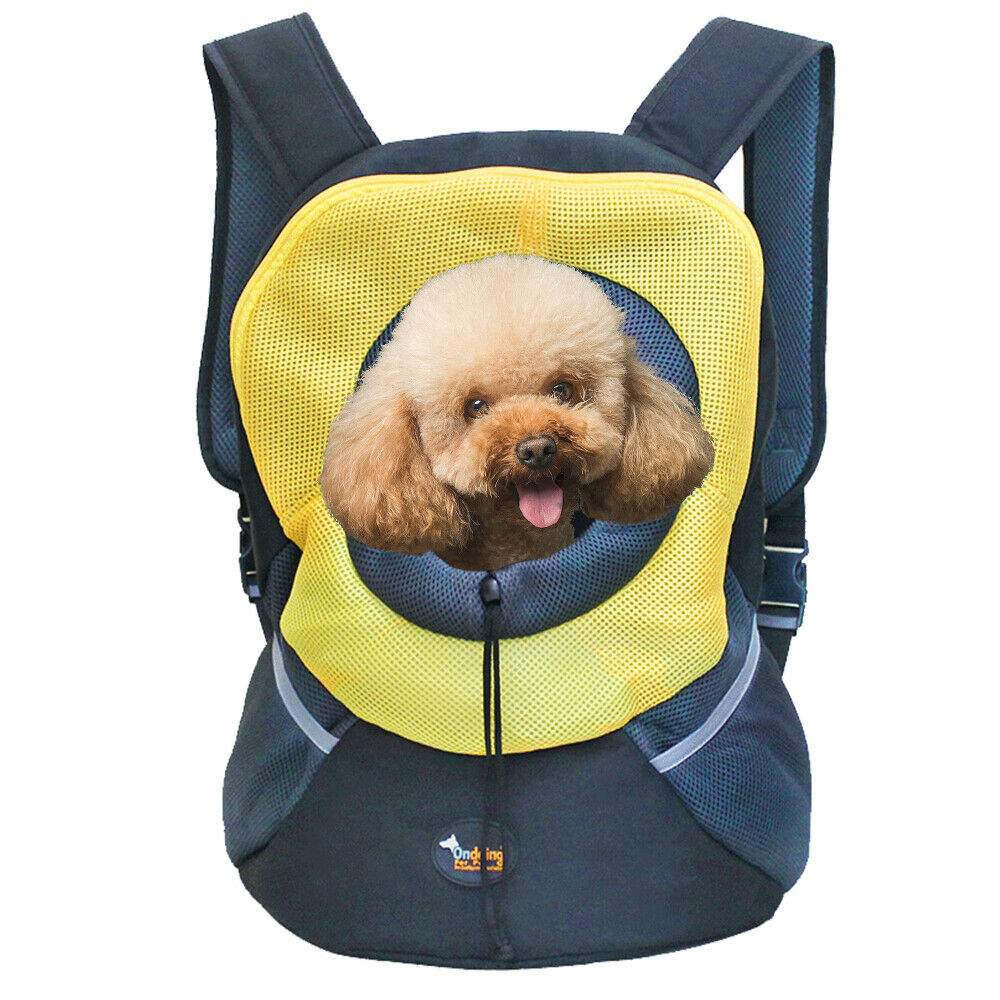  M-Yellow Ondoing Pet Carrier Backpack Adjustable Dog Puppy Cat Front Carrier Head Out