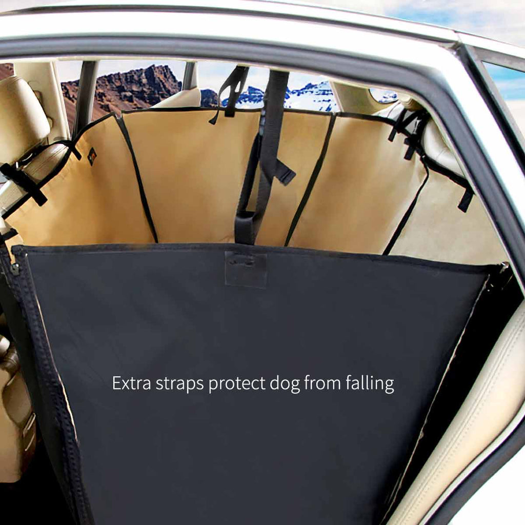 Ondoing Detachable Pet Dog Car Seat Cover Backseat Protector Hammock Waterproof Non-slip Coffee