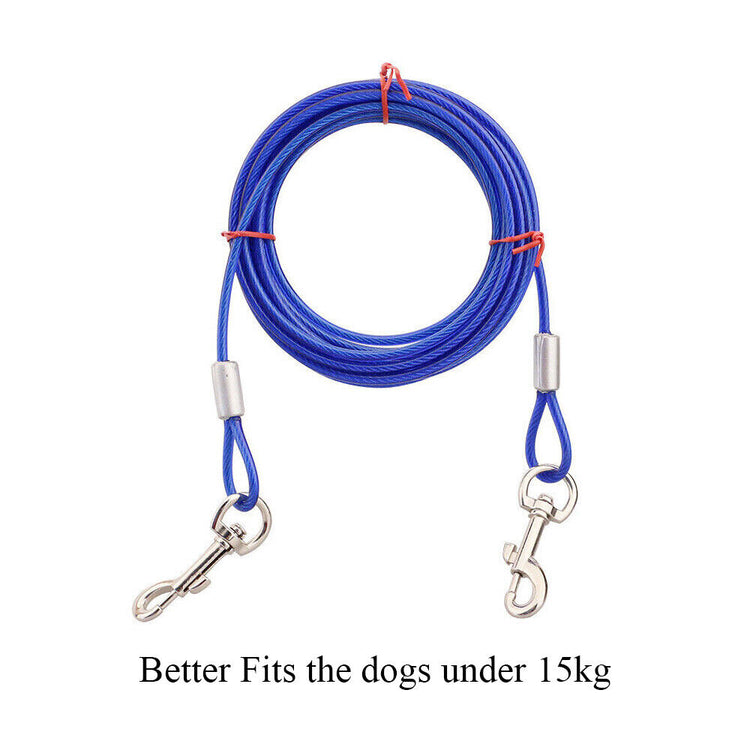 10M Dog Tie Out Cable Leash Lead Tangle Free Outdoor Yard Walking Runing