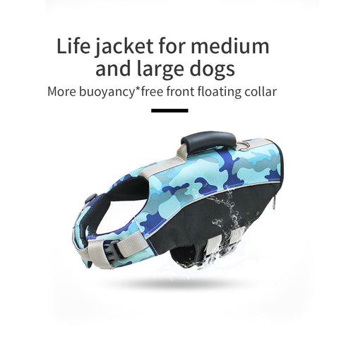  M-Camo blue Ondoing Dog Life Jacket Lifesaver Pet Safety Vest Swimming Boating Float Aid Buoyancy